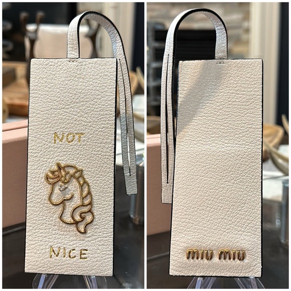 🦄 RARE Authentic MIU MIU Leather “Not Nice” White Unicorn Bag Charm, in Box 🦄 - Picture 2 of 16